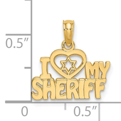 14K Yellow Gold I Heart My Sheriff Charm
