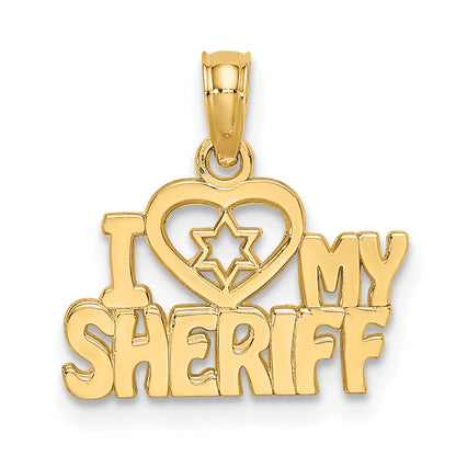 14K Yellow Gold I Heart My Sheriff Charm
