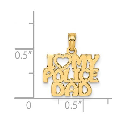 14K Yellow Gold I Heart My Police Dad Charm