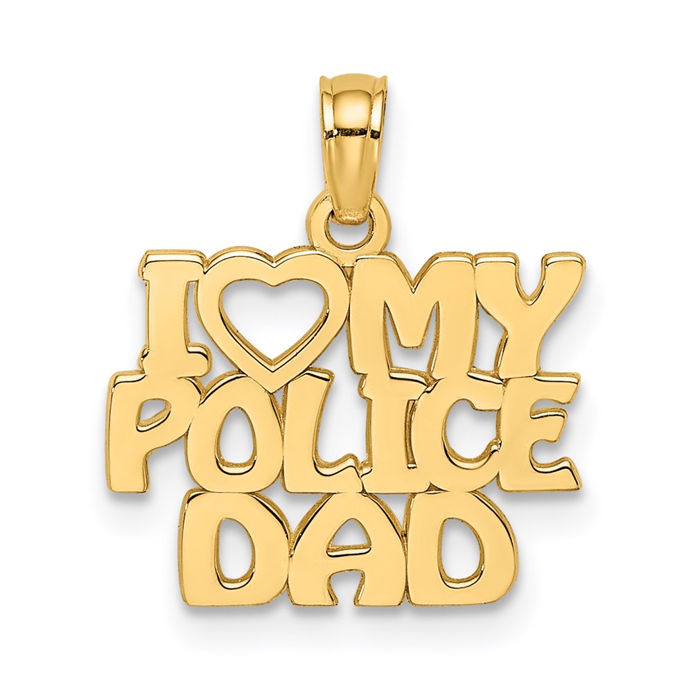 14K Yellow Gold I Heart My Police Dad Charm