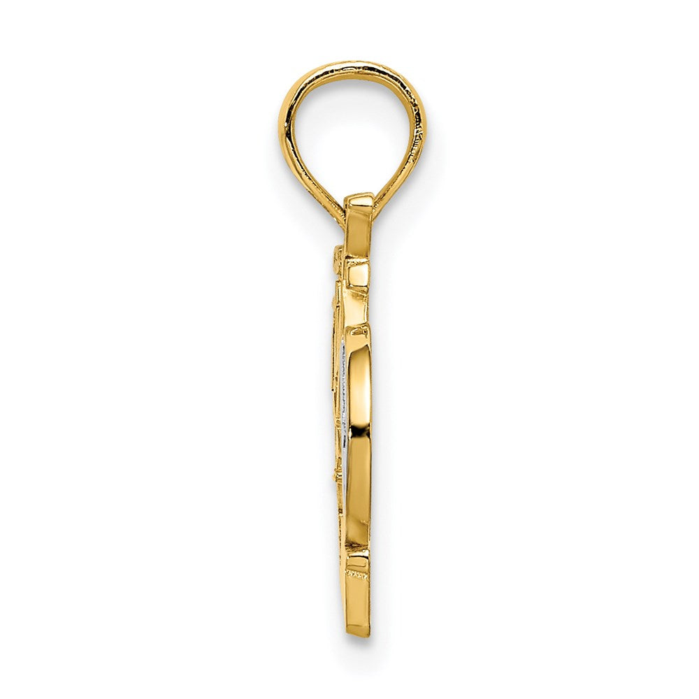 14K Yellow & Rhodium With White Ocean City, Nj Bicycle Charm