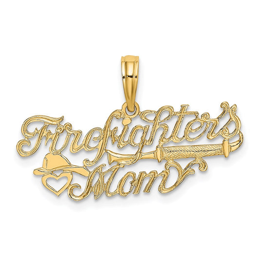 14K Yellow Gold Firefighter'S Mom Charm