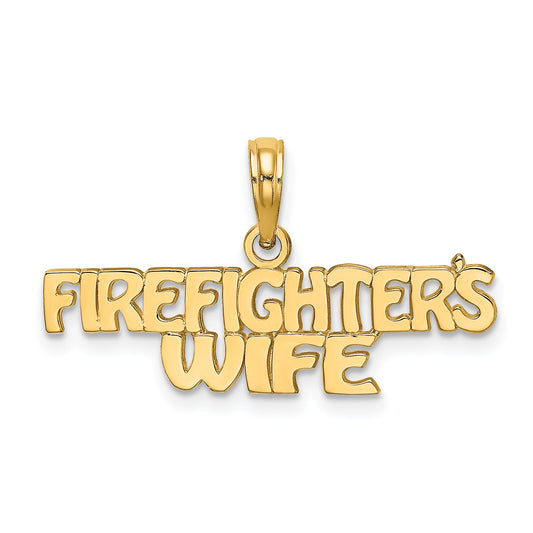 14K Yellow Gold Firefighter'S Wife Charm