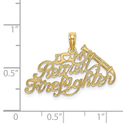 14K Yellow Gold I Love My Retired Firefighter Charm