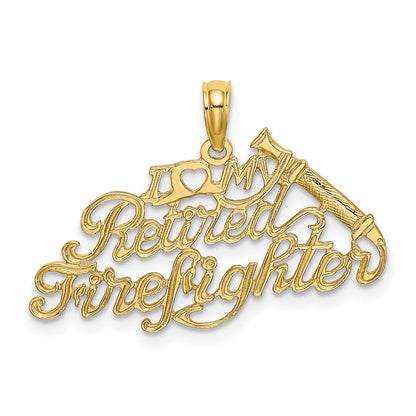 14K Yellow Gold I Love My Retired Firefighter Charm