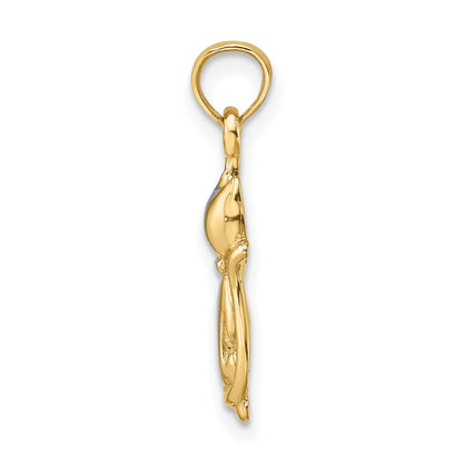 14K Yellow & Rhodium W/ Polished Cat And Kitten Charm