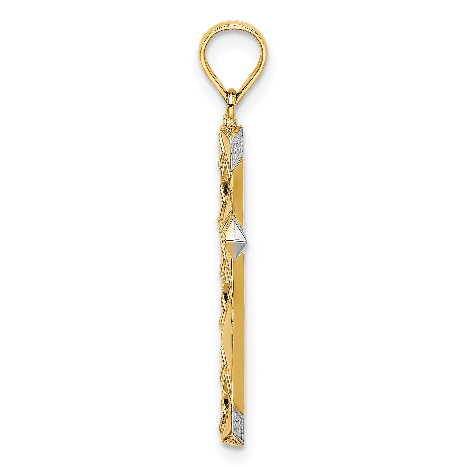 14K Yellow & Rhodium W/ D/C Reversible Cross Charm