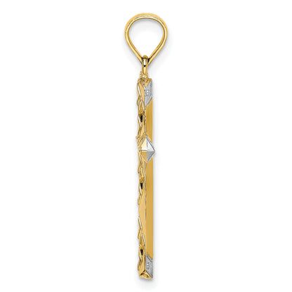 14K Yellow & Rhodium W/ D/C Reversible Cross Charm