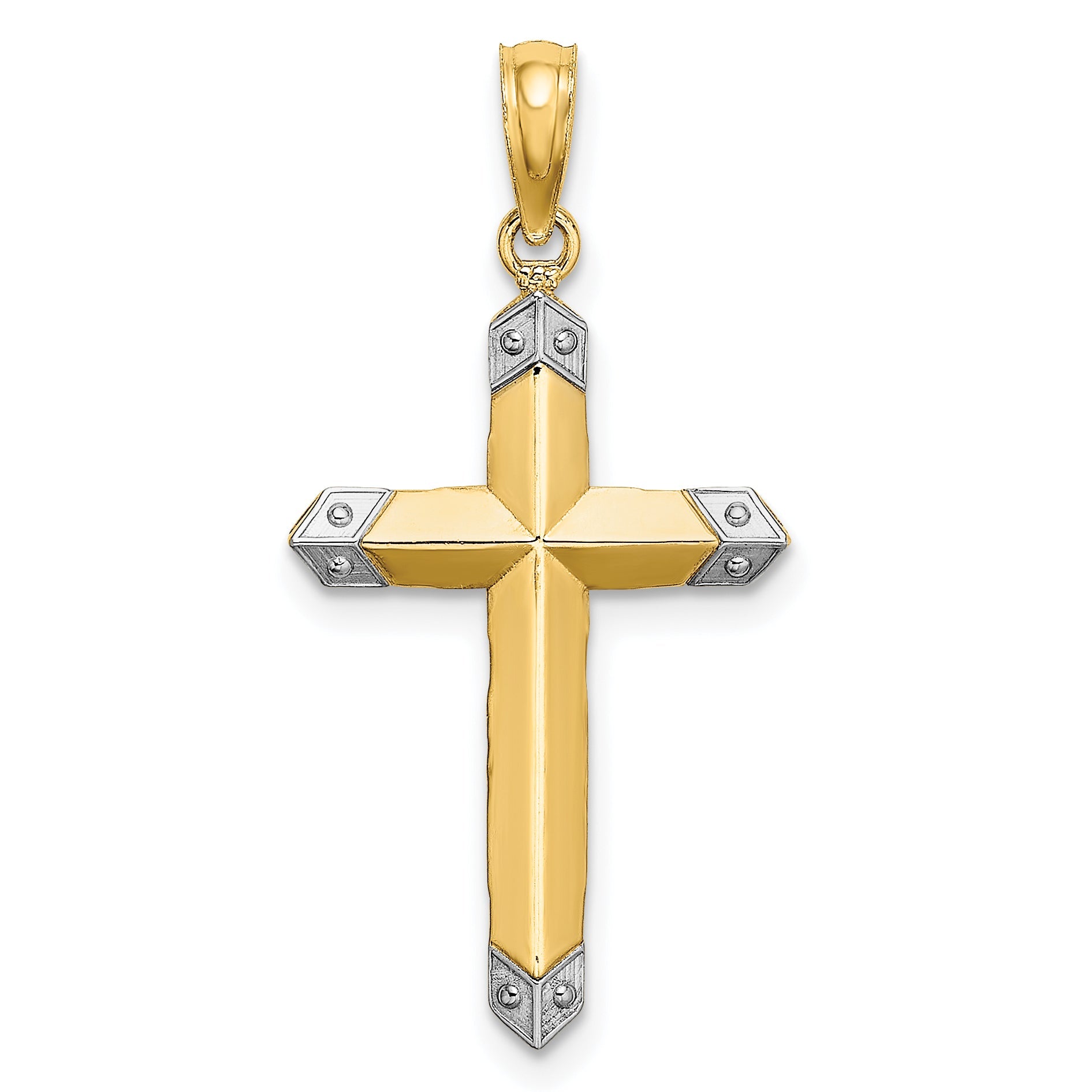 14K Yellow & Rhodium W/ D/C Reversible Cross Charm