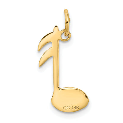 14K Yellow Gold Polished Flat-Backed Musical Note Charm