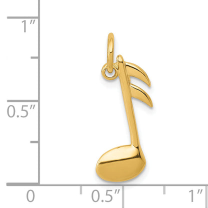 14K Yellow Gold Polished Flat-Backed Musical Note Charm