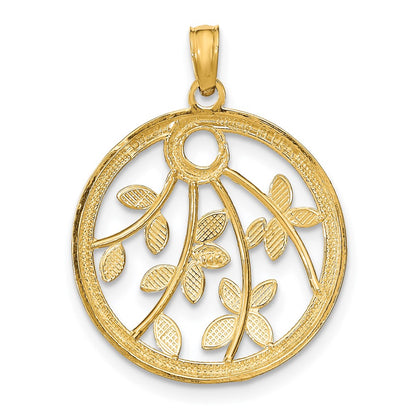 14K Yellow & Rhodium W/Rhodium Round Frame Charm