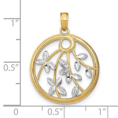 14K Yellow & Rhodium W/Rhodium Round Frame Charm