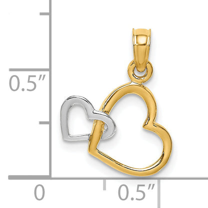 14K Two-Tone Polished Hearts Interwined Charm