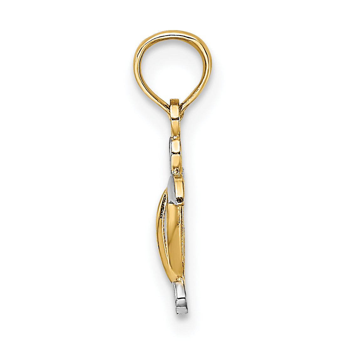 14K Yellow & Rhodium With White Sea Turtle Charm