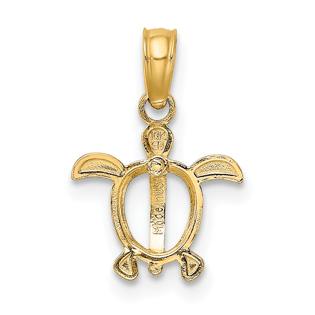 14K Yellow & Rhodium With White Sea Turtle Charm