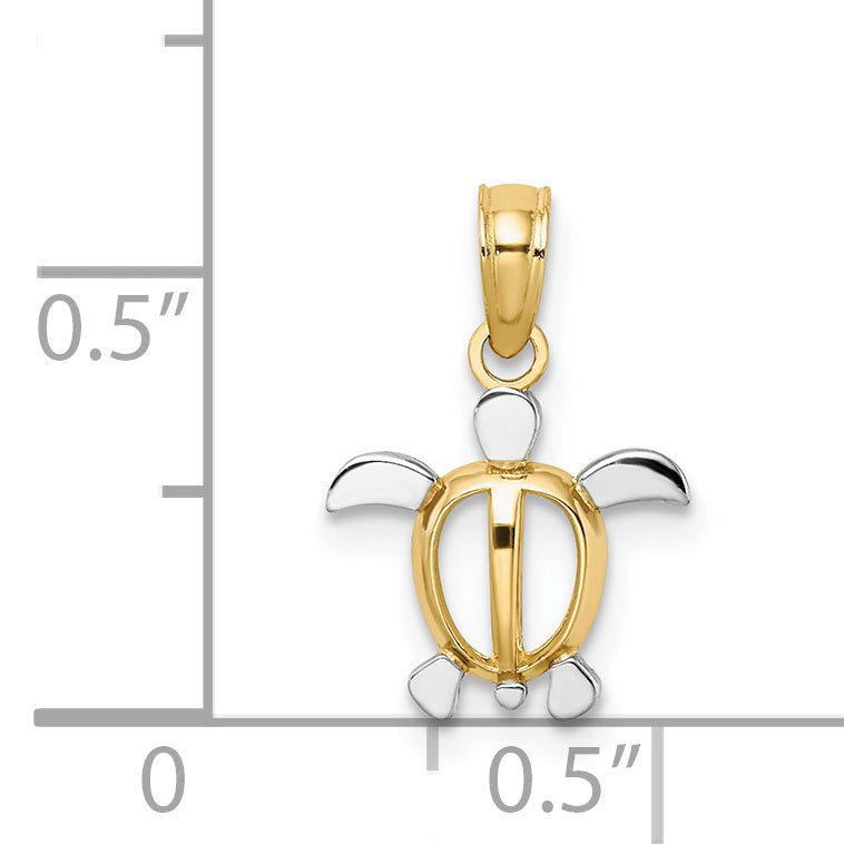 14K Yellow & Rhodium With White Sea Turtle Charm