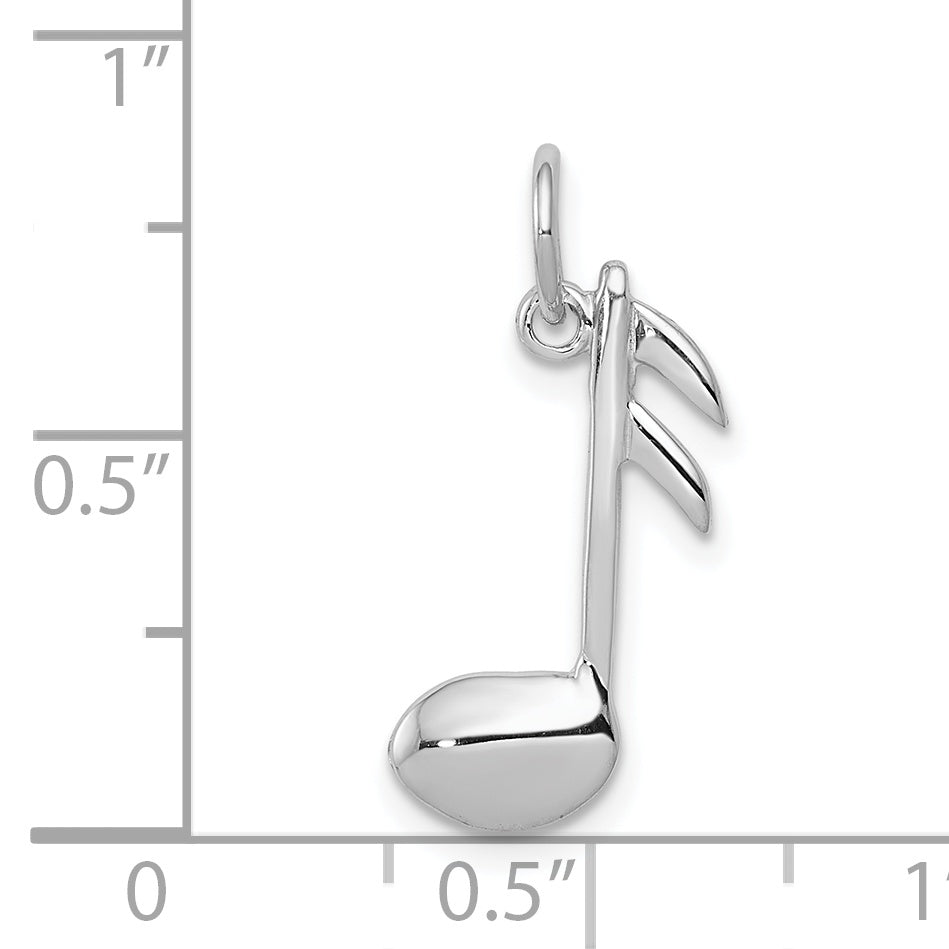 14K White Gold Polished Flat-Backed Musical Note Charm