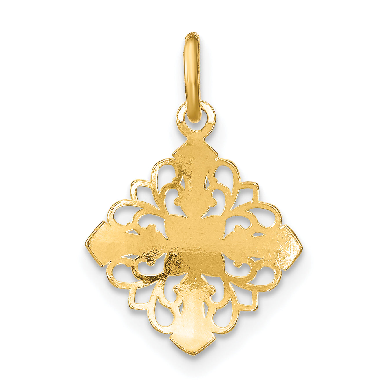 14K Yellow & Rhodium W/Rhodium And D/C Filigree Medallion Charm