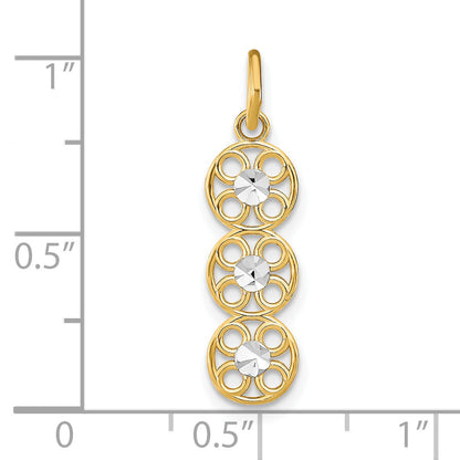 14K Yellow & Rhodium W/Rhodium And D/C 3 Circle Charm