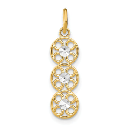 14K Yellow & Rhodium W/Rhodium And D/C 3 Circle Charm