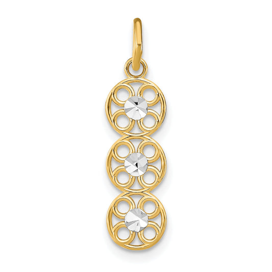 14K Yellow & Rhodium W/Rhodium And D/C 3 Circle Charm