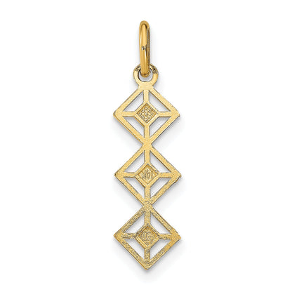 14K Yellow & Rhodium W/Rhodium And D/C 3 Diamond Shapes Charm