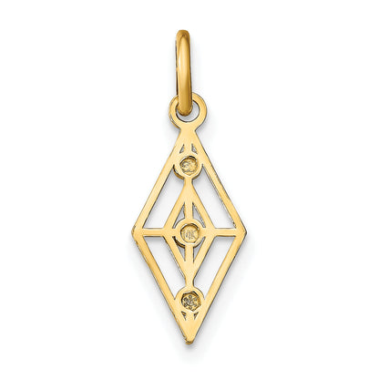 14K Yellow & Rhodium W/Rhodium D/C Diamond Shaped Charm