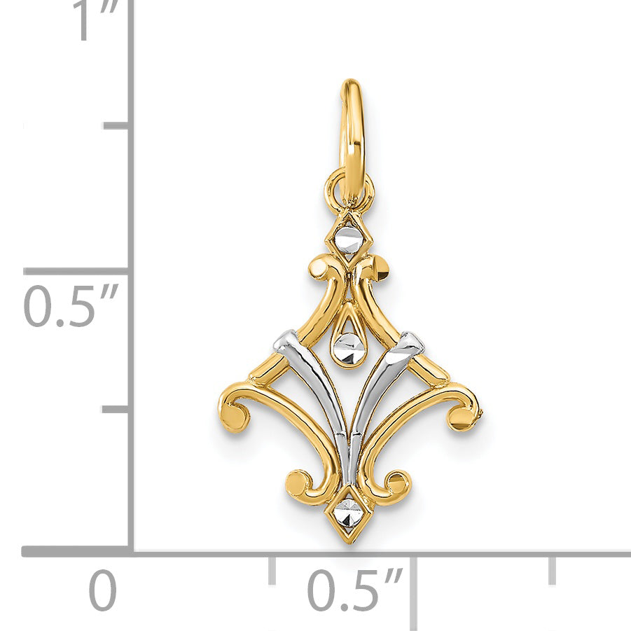 14K Yellow & Rhodium W/Rhodium D/C Chandelier Style Charm