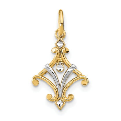 14K Yellow & Rhodium W/Rhodium D/C Chandelier Style Charm