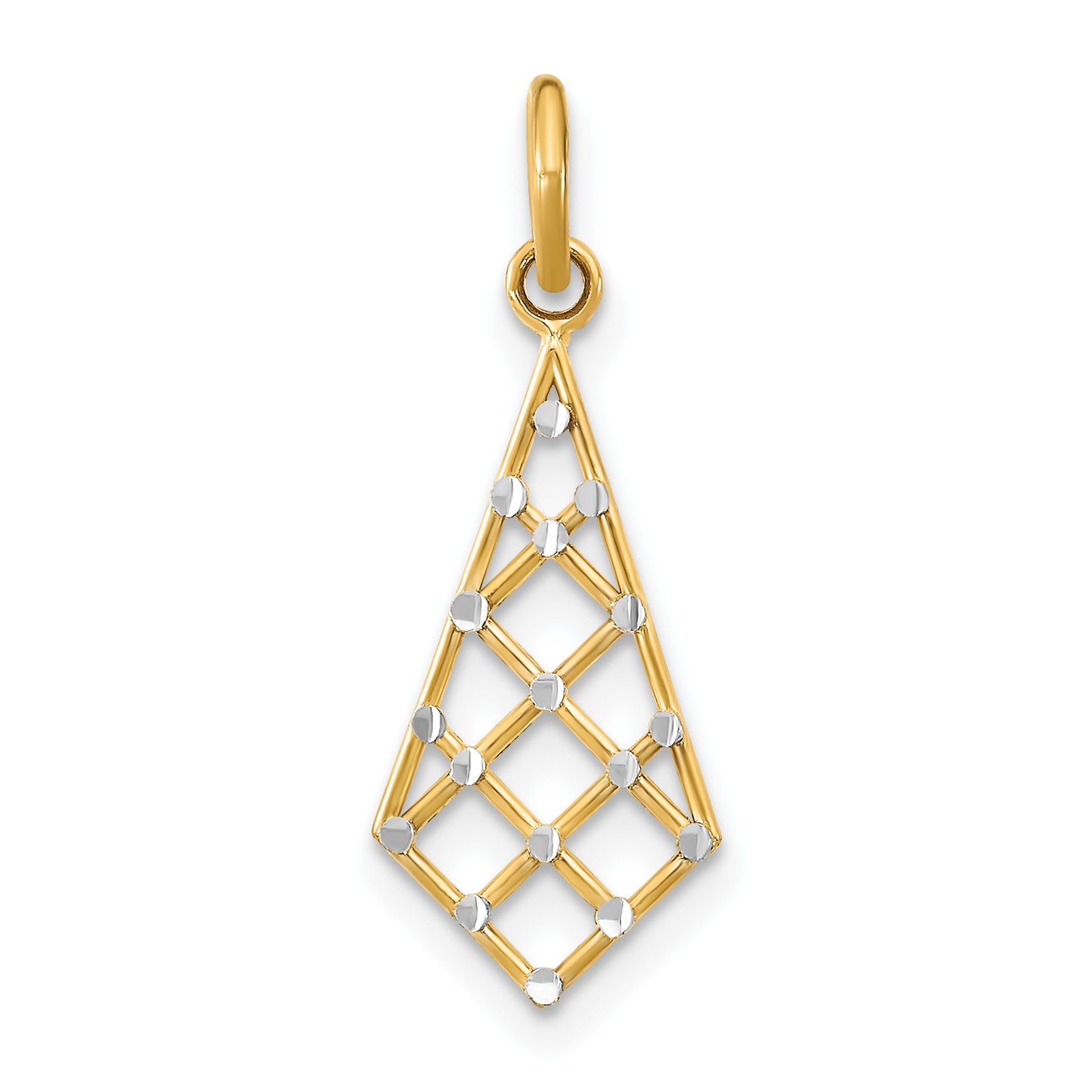 14K Yellow & Rhodium W/Rhodium D/C Small Criss-Cross Charm