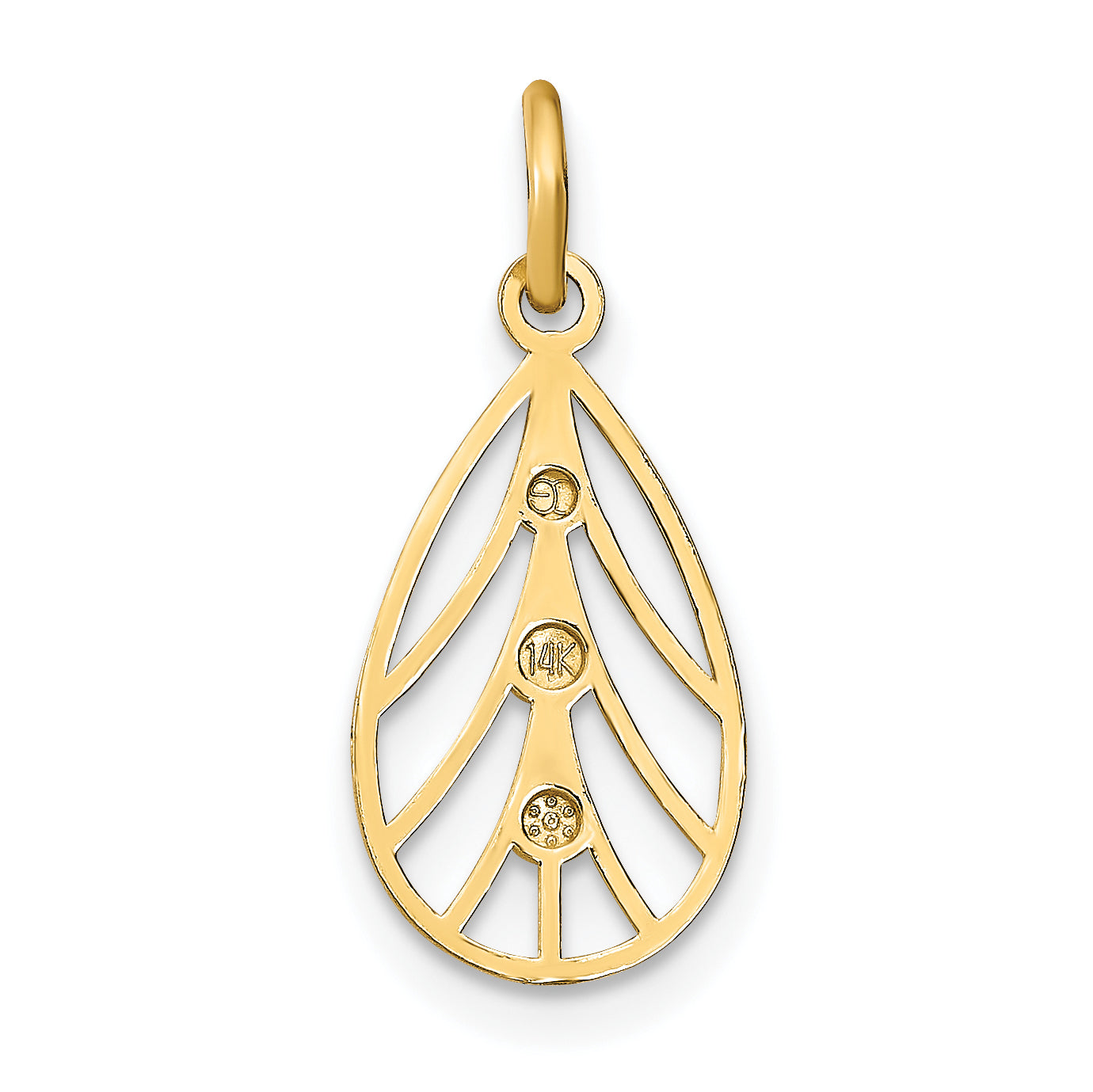 14K Yellow & Rhodium W/Rhodium D/C Small Teardrop Charm