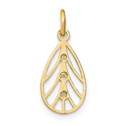 14K Yellow & Rhodium W/Rhodium D/C Small Teardrop Charm