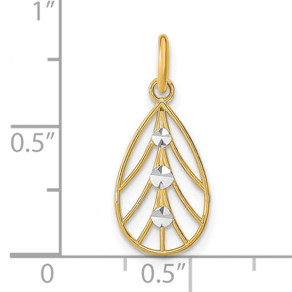 14K Yellow & Rhodium W/Rhodium D/C Small Teardrop Charm