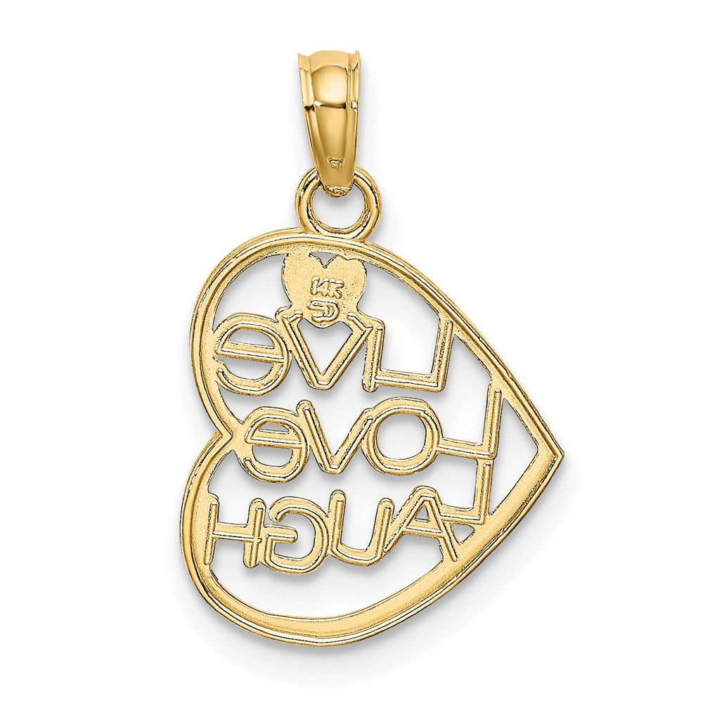 14K Yellow & Rhodium And Live Love Laugh In Heart Charm
