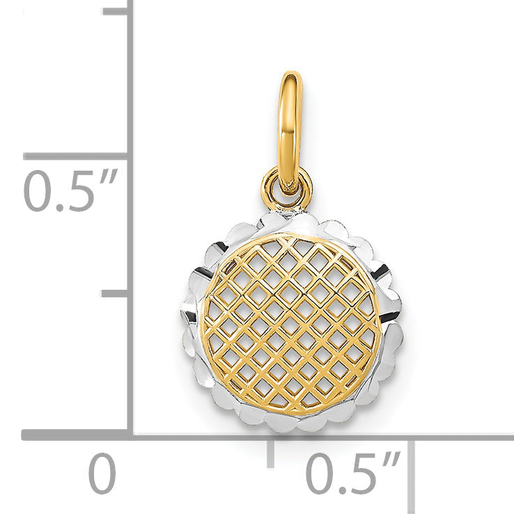 14K Yellow & Rhodium W/Rhodium D/C Mini Sunflower Charm