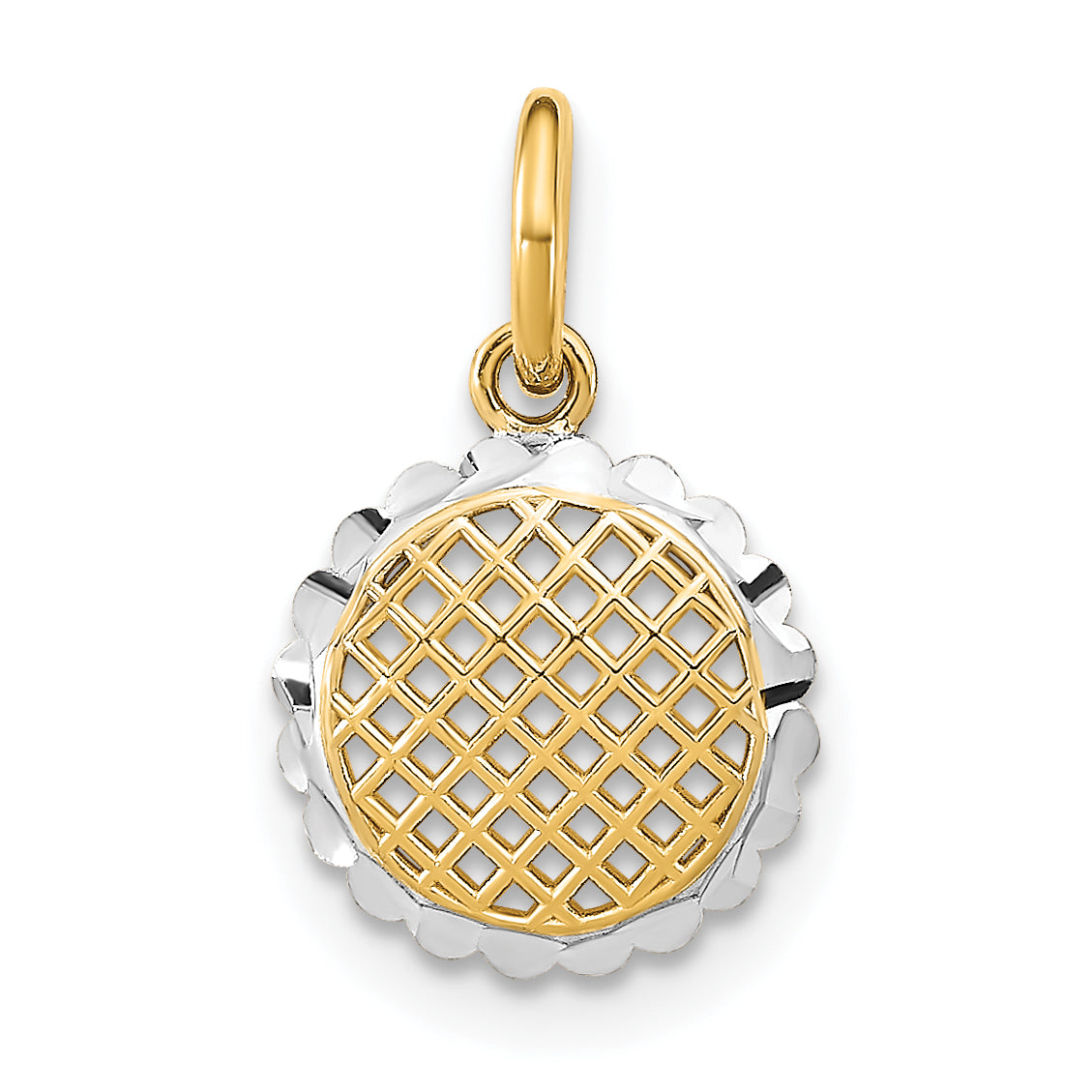 14K Yellow & Rhodium W/Rhodium D/C Mini Sunflower Charm
