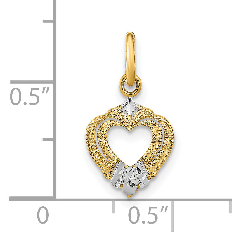 14K Yellow & Rhodium W/Rhodium Mini Heart Charm