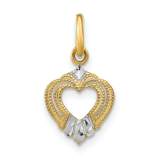 14K Yellow & Rhodium W/Rhodium Mini Heart Charm