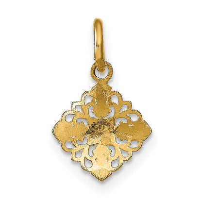 14K Yellow & Rhodium W/Rhodium Mini Cross Medallion Charm
