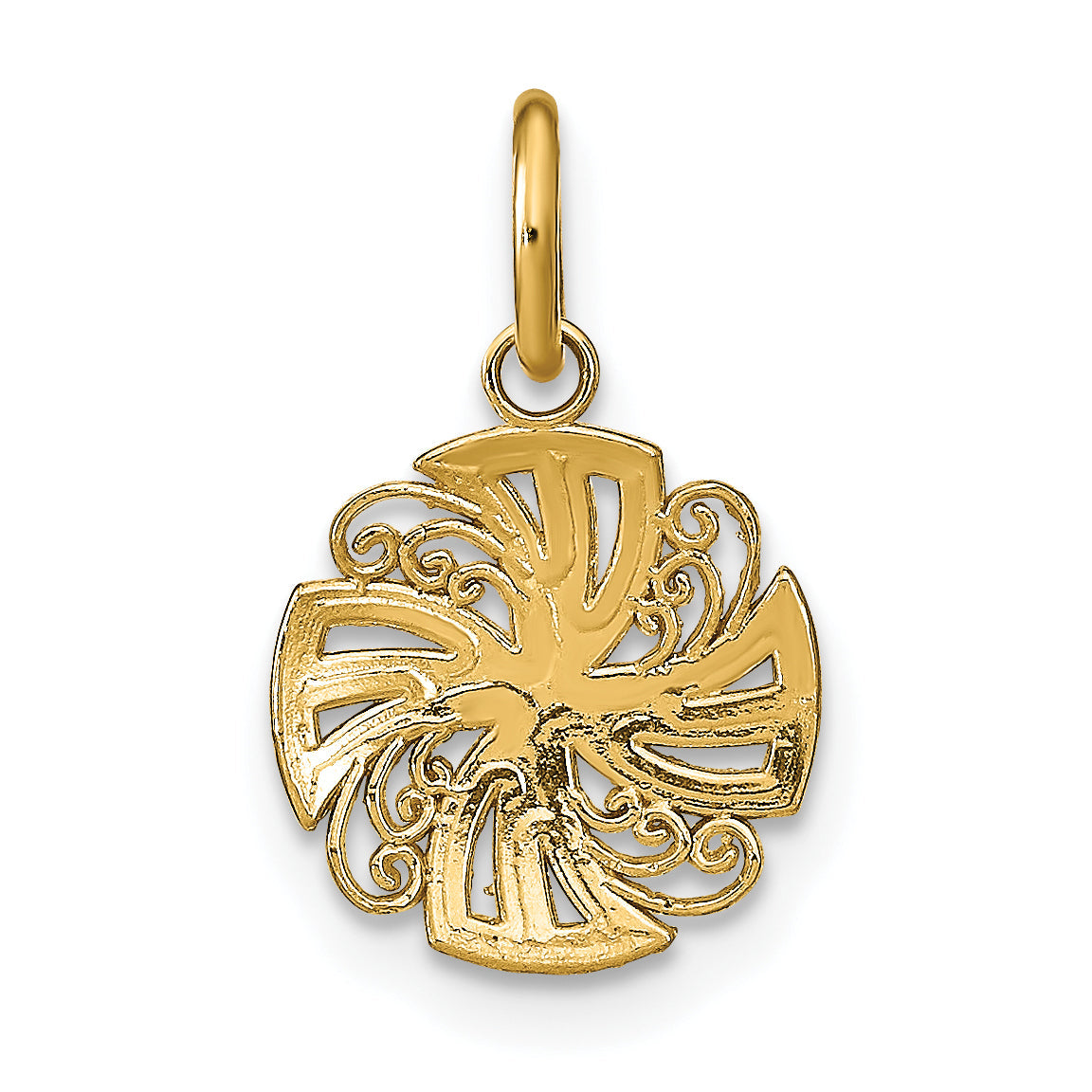 14K Yellow & Rhodium W/Rhodium And D/C Mini Pinwheel Medallion Charm