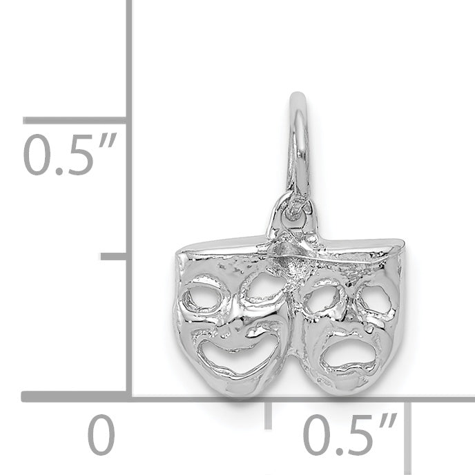 14K White Gold Solid Comedy/Tragedy Charm