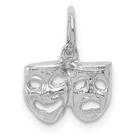 14K White Gold Solid Comedy/Tragedy Charm