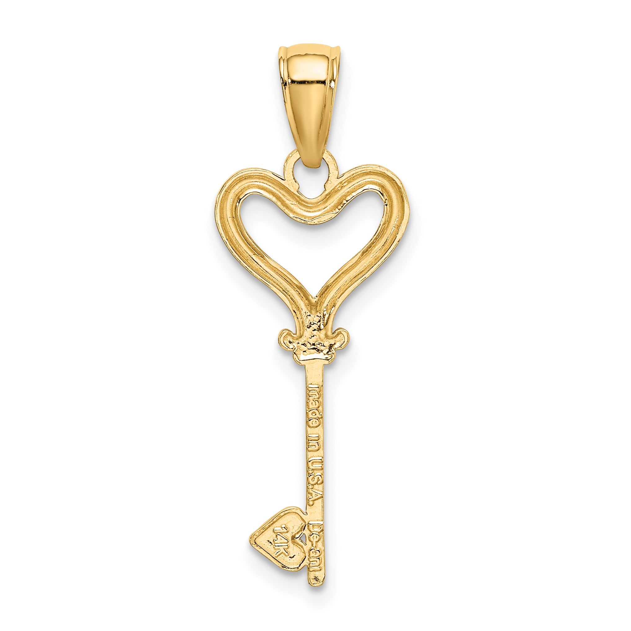 14K Yellow & Rhodium W/Rhodium Key W/Heart Charm
