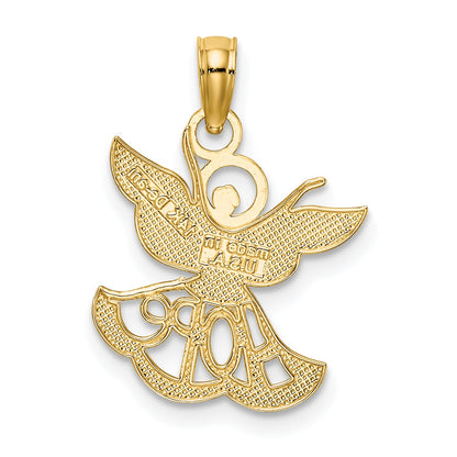 14K Yellow & Rhodium W/Rhodium Polished/Textured Cut-Out Hope Angel Charm