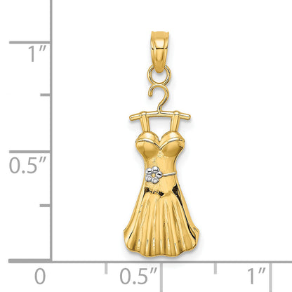 14K Yellow & Rhodium W/Rhodium Dress W/ Flower Charm