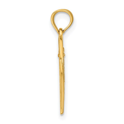 14K Two-Tone White Rhdoium Daddys Little Girl Filigree Heart Charm