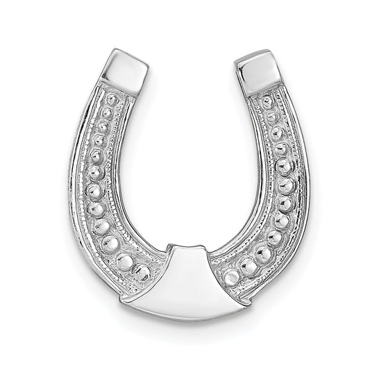 14K White Gold Horseshoe Chain Slide Charm