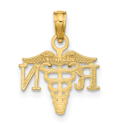 14K Yellow Gold Rn Caduceus Charm
