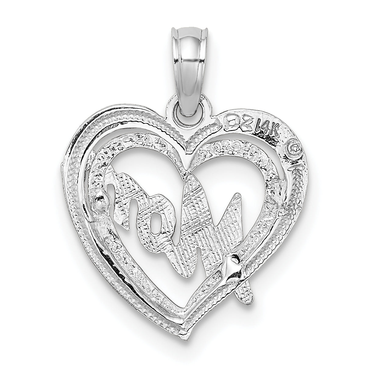14K White Gold Mom Inside Heart Charm